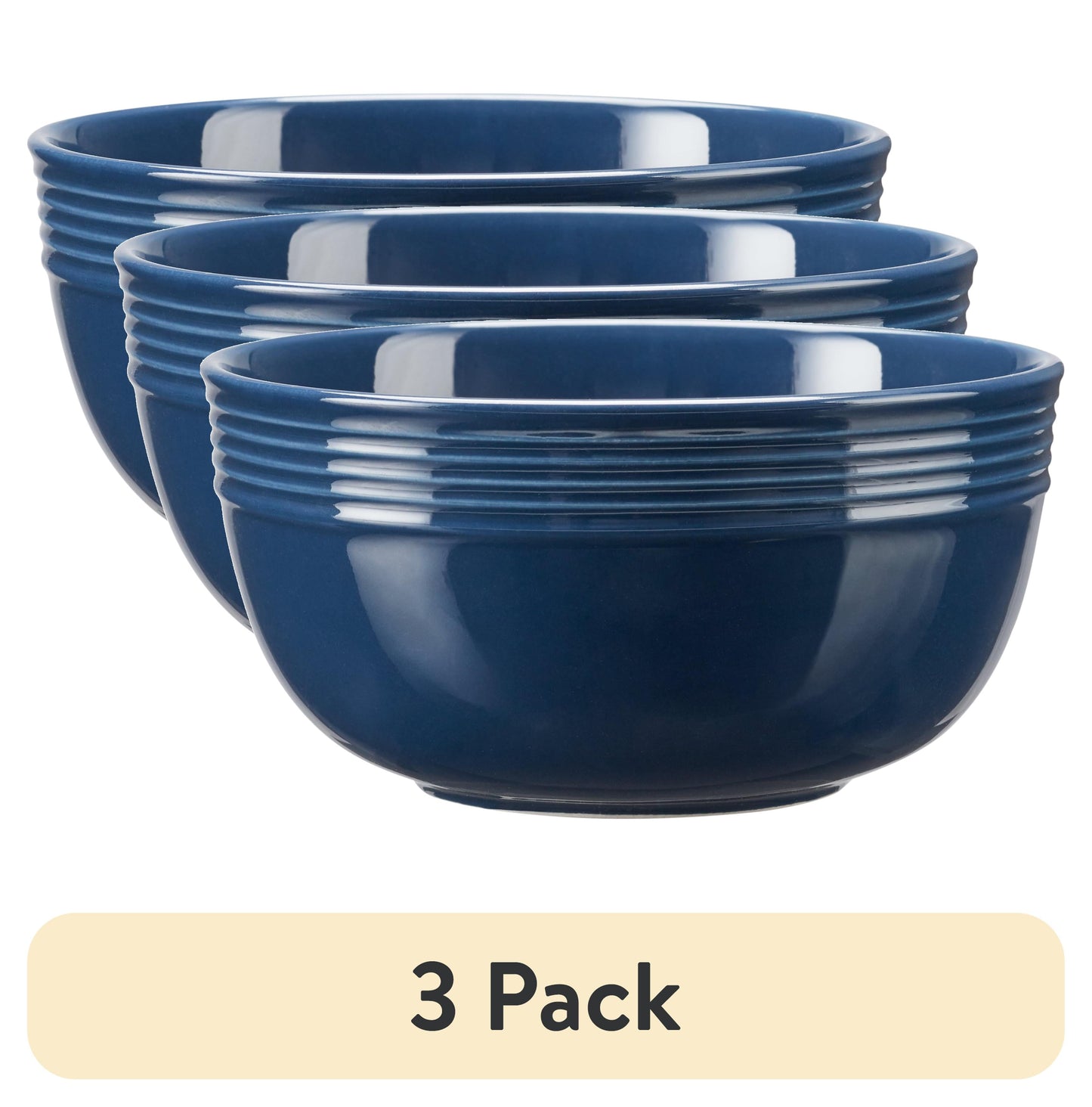 (3 Pack) Chiara Stoneware 6.25" round Navy Blue Bowl