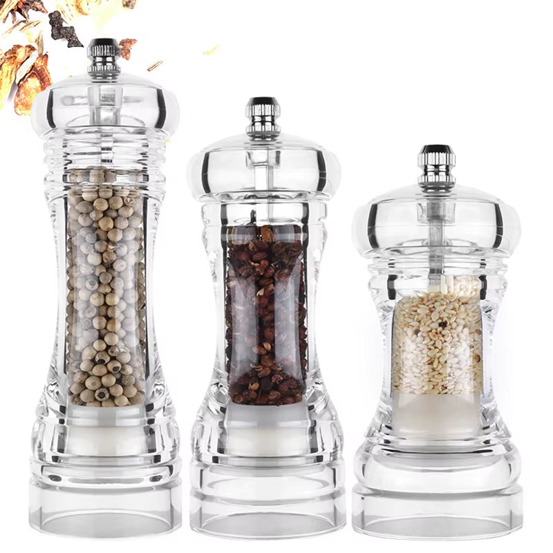 Pepper Grinder- Acrylic Salt and Pepper Shakers Adjustable Coarseness by Ceramic Rotor Kitchen Accessories