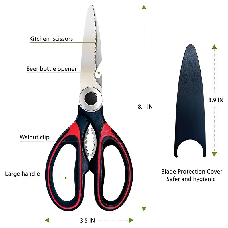 Sharp Kitchen Shears Kitchen Scissors with Cover Heavy Duty Stainless Steel Multipurpose Scissors for Chicken Poultry Fish Meat