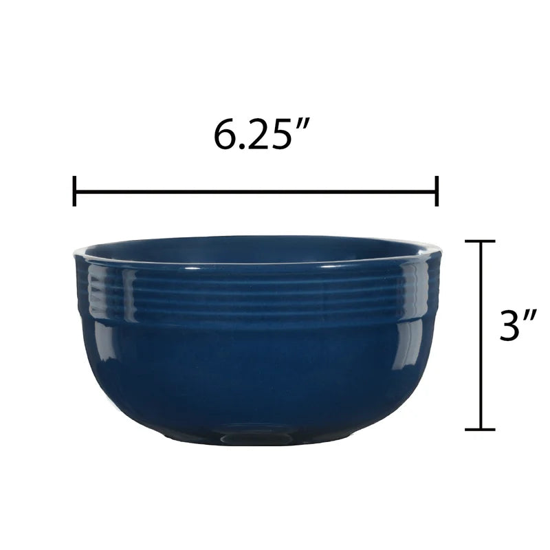 (3 Pack)  Chiara Stoneware 6.25" round Navy Blue Bowl